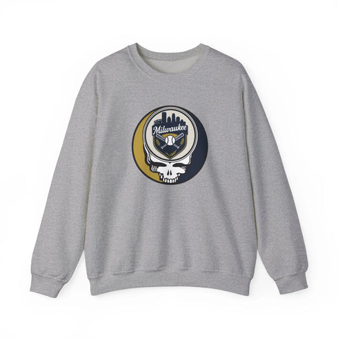 Grateful Dead - Milwaukee Brewers Stealie Grateful Dead Crewneck Sweatshirt - MLB - StealieShop